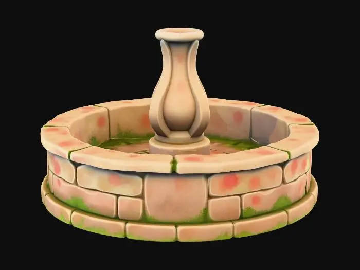 3D model for same style as a refference but cosy fountain ( only stone part, no water) 
round fountain