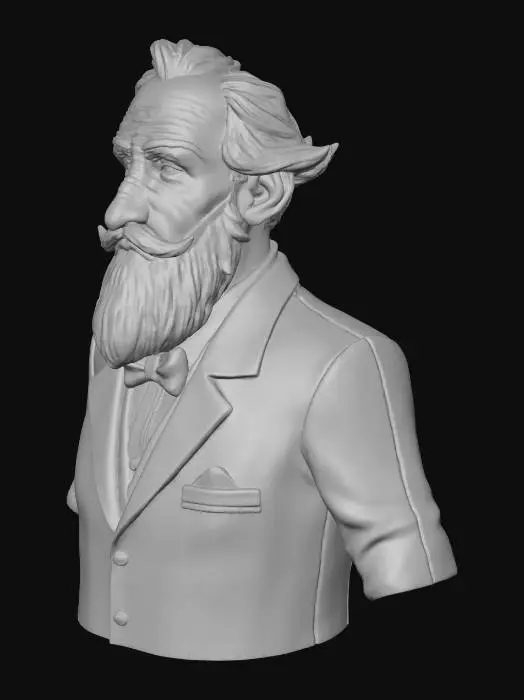 3D model for старое фото  страшного деда в деревянной рамке