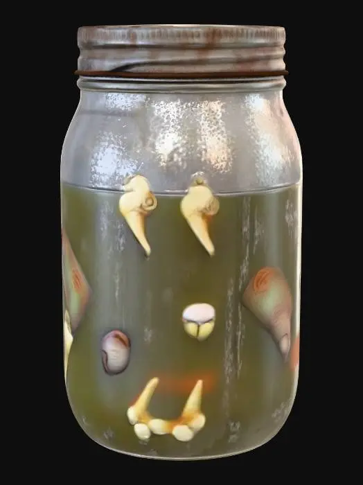 3D model for Банка с мутной жидкостью и чем-то внутри (например, зубы или палец)