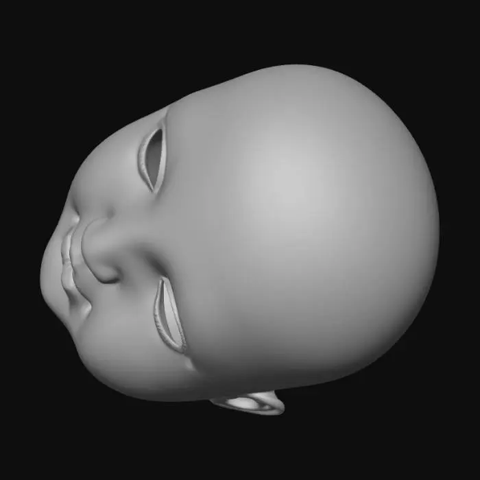 3D model for Голова фарфоровой куклы — лежит на боку, смотрит пустыми глазницами