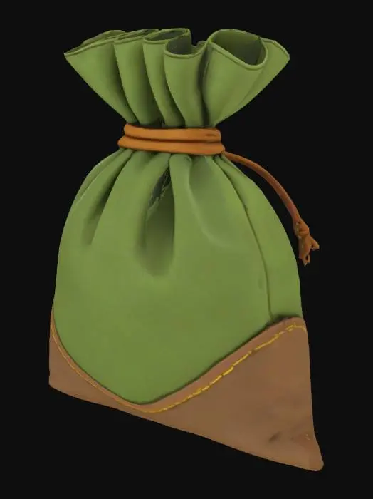 3D model for 卡通风格,游戏资产, 织物, 粗糙的小钱袋