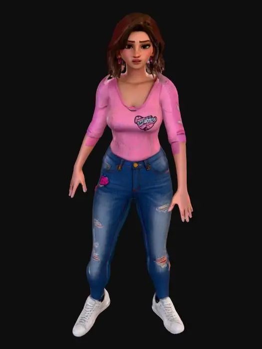 3D model for Fashionable Avatar in Pink Top