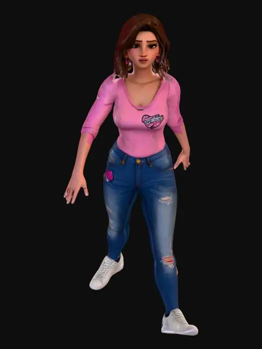 3D model for Fashionable Avatar in Pink Top