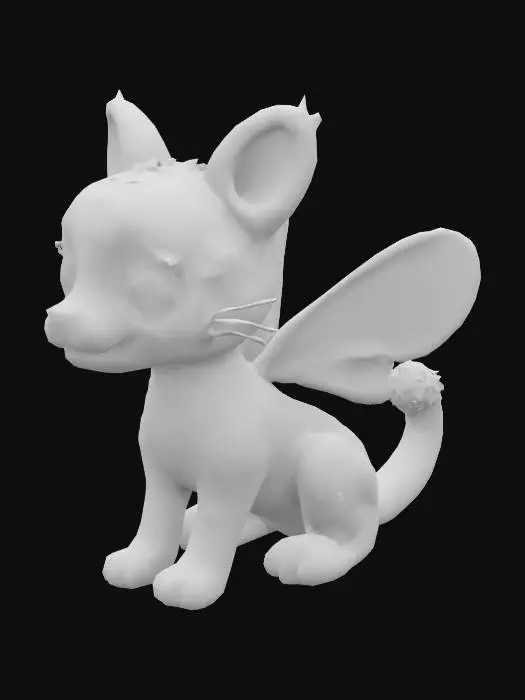 3D model for Chibi alebrije, bright-colored jaguar with butterfly wings and fluffy tail, intricate Zapotec patterns, glowing eyes, #AroundTheWorld# [México]