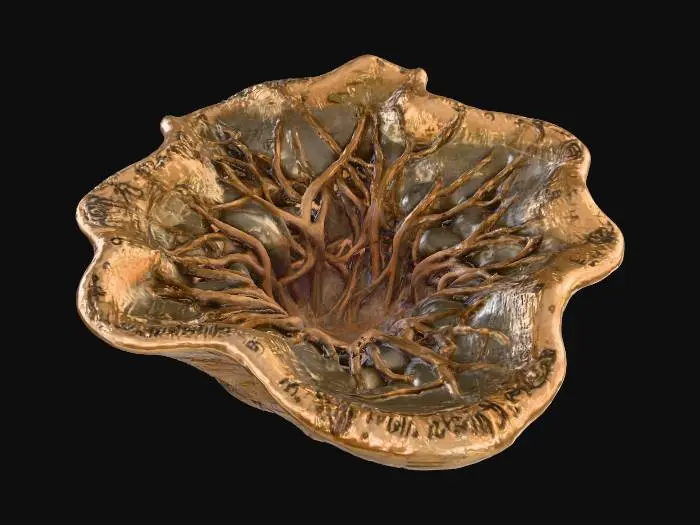 3D model for wide open fleshly fissure textured with asemic script writing