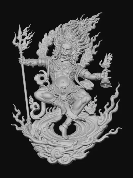 3D model for generate an image for a classic Tibetan demonic deity