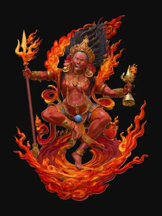 3D model for generate an image for a classic Tibetan demonic deity