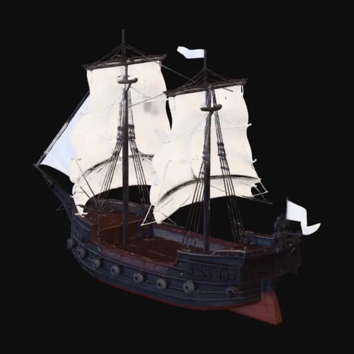 3D model for En az 8 yelkeni olan eski çağ bir yelkenli korsan gemisi oluştur. Geminin yelkenleri açık ve ara ara yamalı olmalı.
Geminin ön kısmına birleşik bir deniz kızı şekli olmalı.
Geminin arkasında kendini koruyabilecek eski çağ gemi topları olmalı.
Geminin yanında da gemi topları olmalı ve geminin kürekleride olmalı.
Geminin tamamı korsan gemisi olarak realist olmalı.