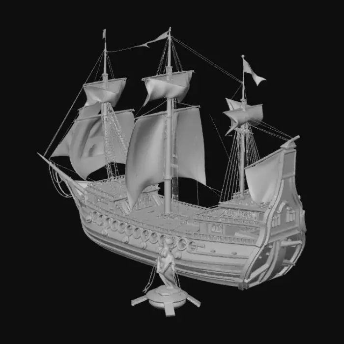 3D model for En az 8 yelkeni olan eski çağ bir yelkenli korsan gemisi oluştur. Geminin yelkenleri açık ve ara ara yamalı olmalı.
Geminin önünde bir deniz kızı şekli olmalı.
Geminin arkasında kendini koruyabilecek eski çağ gemi topları olmalı.
Geminin yanında da gemi topları olmalı ve geminin kürekleride olmalı.
Geminin tamamı korsan gemisi olarak realist olmalı