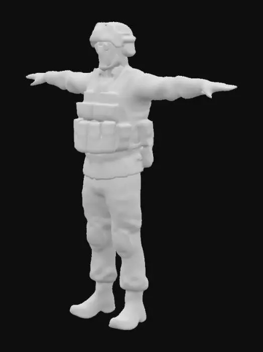 3D model for Create a realistic 3D model of a modern US Soldier in a T-pose, 