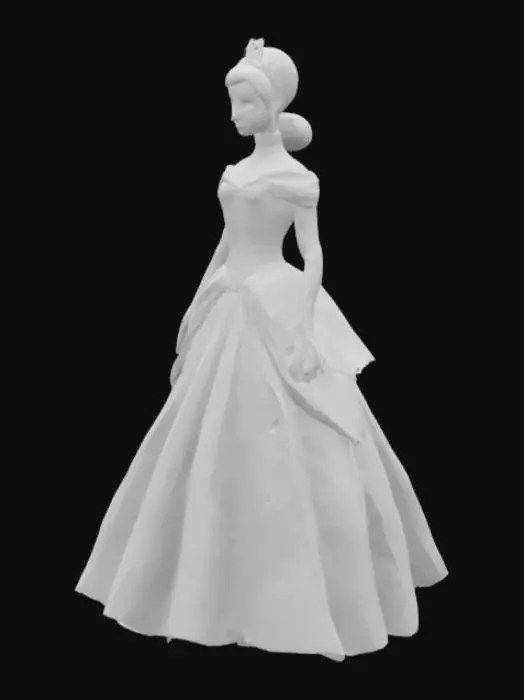 3D model for Disney's Cinderella in light blue Ball gown, white tiara, light blue long gloves