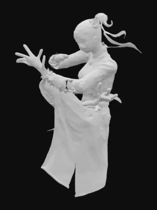 3D model for Chun Li from Street Fighter doing spinning bird kick
