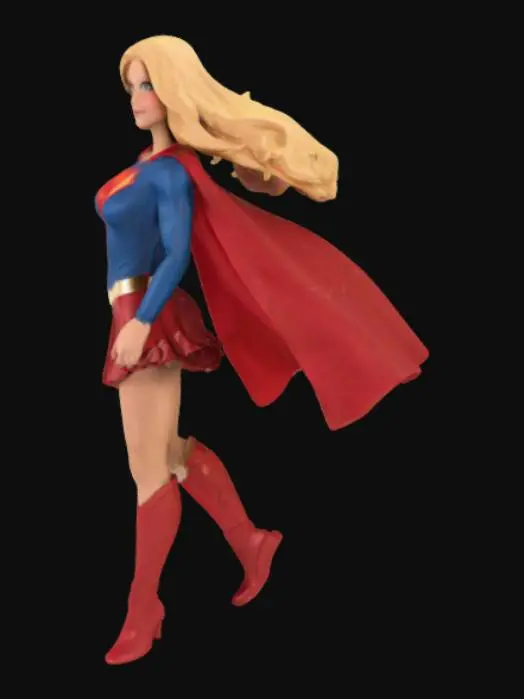 3D model for Supergirl, long red cape, flying