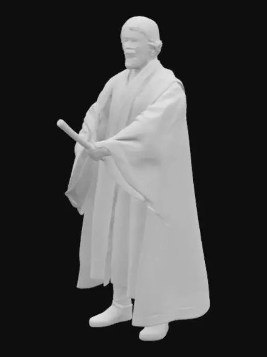 3D model for obi wan kenobi, carrying light sabre with blue blade

