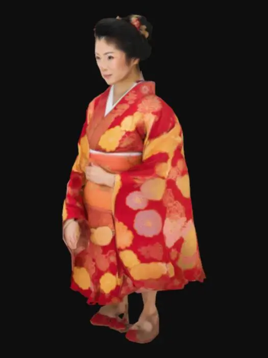 3D model for #AroundTheWorld# Beautiful Japanese woman in Kimono