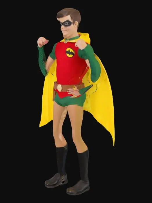 3D model for 1960s Burt Ward style Robin, yellow cape