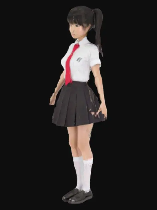 3D model for #AroundTheWorld# Young Japanese woman in a school girl outfit