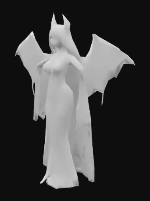 3D model for Beautiful female Vampire stretches out her cape like Bat wings
