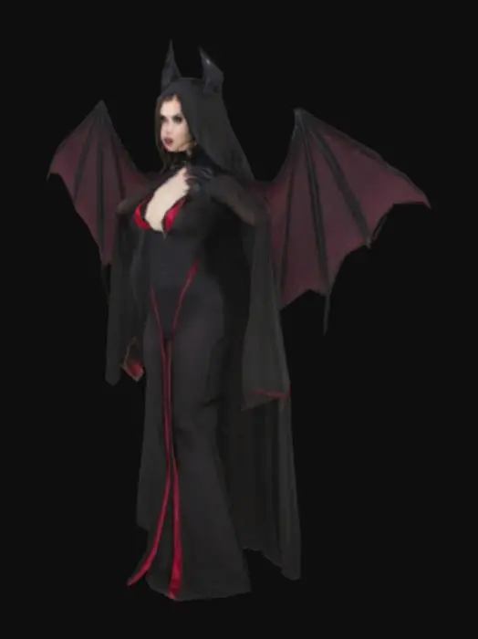 3D model for Beautiful female Vampire stretches out her cape like Bat wings

