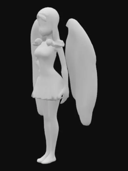 3D model for Jun from Battle of the Planets, short pink dress, white cape shaped like wings