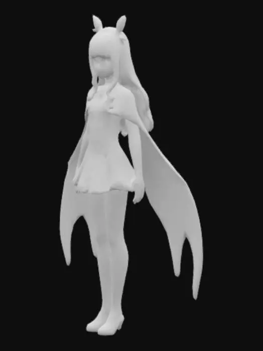 3D model for Jun from science team gatchaman, short pink dress, white cape shaped like wings