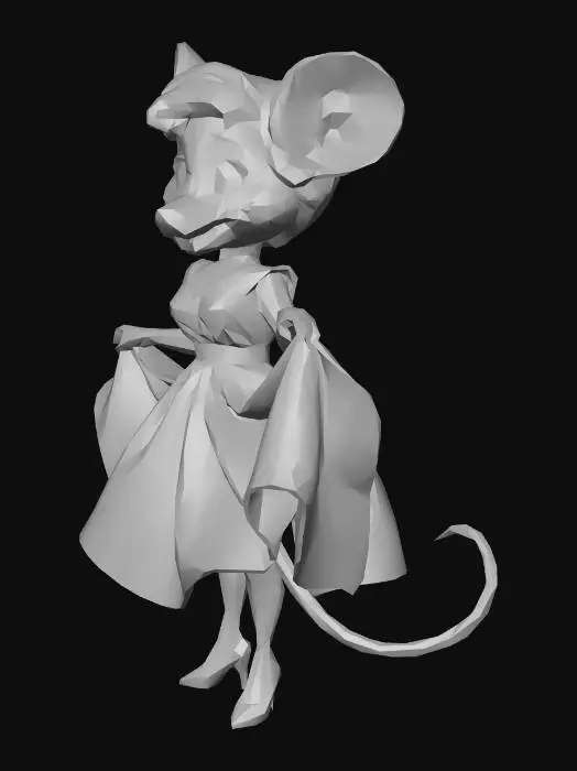 3D model for Animated cartoon Mouse dressed as Marilyn Monroe doing the flying skirt scene