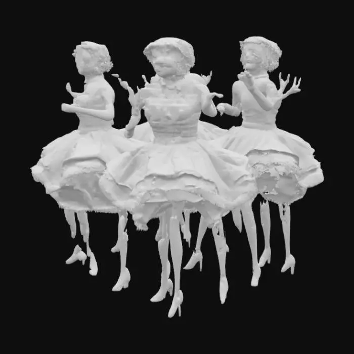 3D model for Can Can dancers flicking their skirts up