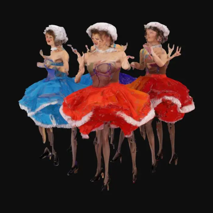 3D model for Can Can dancers flicking their skirts up