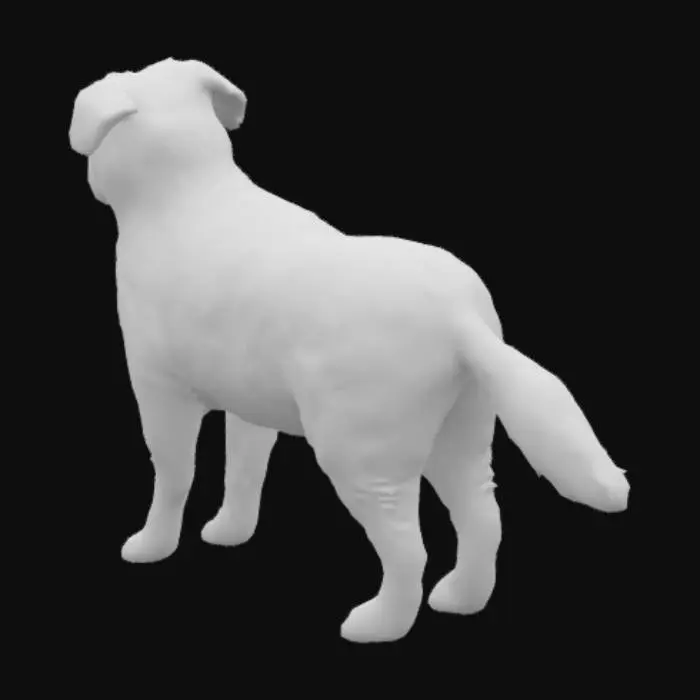 3D model for Sheepdog, brown fur, white legs and head.
