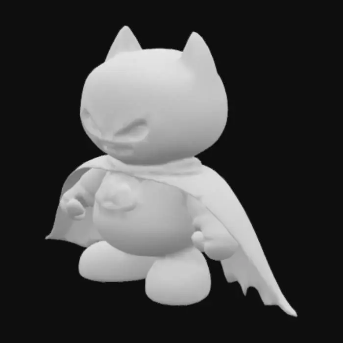 3D model for Cartoon Blob dressed as Batman stretches out his cape in a scary pose
