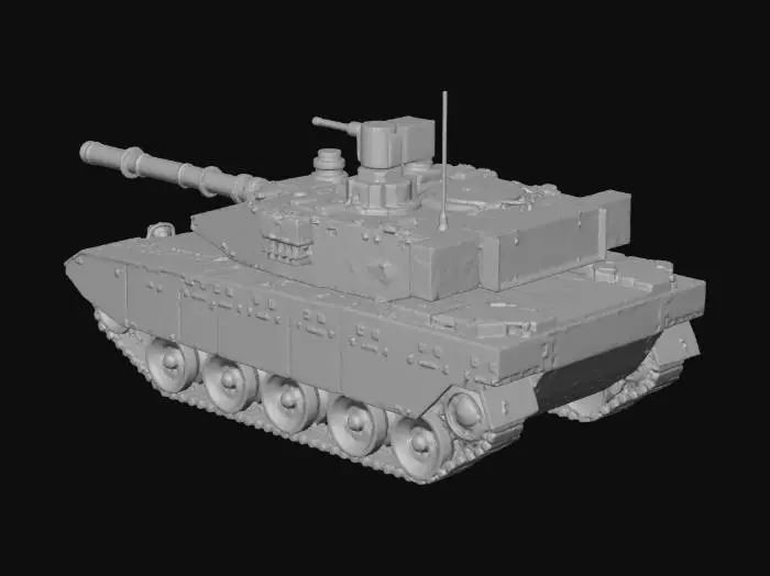 3D model for Create a Roblox-style low-poly M1A2 Abrams SEP v3 tank with ALL PARTS SEPARATE: hull, turret, gun barrel, left track, right track, left wheel group, right wheel group, CITV, loader MG and engine block. Use clean low-poly geometry, simple flat colors and no tiny details, no holes, no intersecting faces. Turret must rotate, gun must elevate, with correct centered pivots. Tracks must be independent for animation. Keep proportions slightly blocky but accurate to the SEP v3 shape and armor. Scale around 6m. Export as FBX/OBJ preserving EVERY object separate.