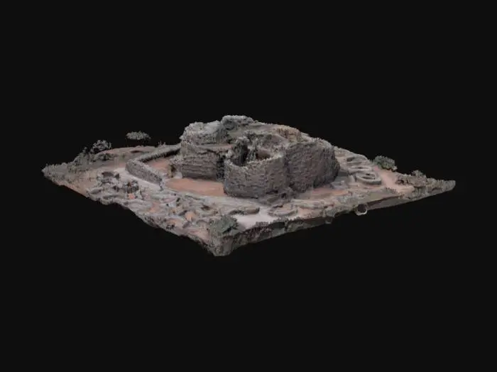 3D model for "Please merge the uploaded image of the ancient stone ruins with the old one. Make sure to blend them seamlessly, preserving the details of both images."