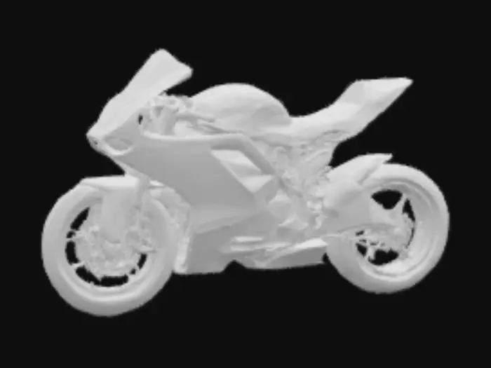 3D model for [Italy] The object is an elegant, sporty aerodynamic racing motorcycle of white primer with a huge masterpiece painted on the side panel (with sharp, angular panels, fairings) depicting a waving Italian flag with a shiny, smooth texture, and red elements of the motorcycle. Ultra-realistic. Ducati Panigale V45, Glossy, Very detailed , #AroundTheWorld#