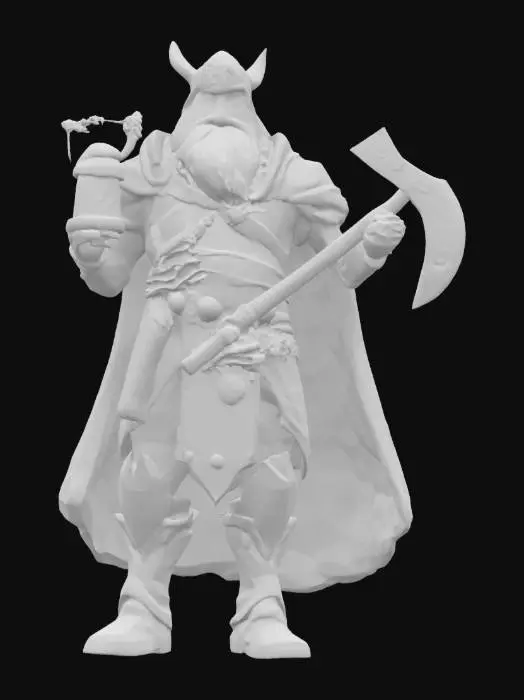 3D model for [Zabrze] A legendary fairytale miner, clad in shimmering white crystal armor, with glowing blue veins pulsing through his gear like enchanted frost. His crimson lantern burns with living fire, guiding him through glowing gemstone caverns deep beneath an ancient mountain. His beard sparkles with stardust, and his pickaxe hums with forgotten magic. A guardian of lost realms, he mines not gold—but dreams. Style: whimsical fantasy, cinematic lighting, highly detailed, color theme of white, blue, and red. , Górnik Zabrze #AroundTheWorld#