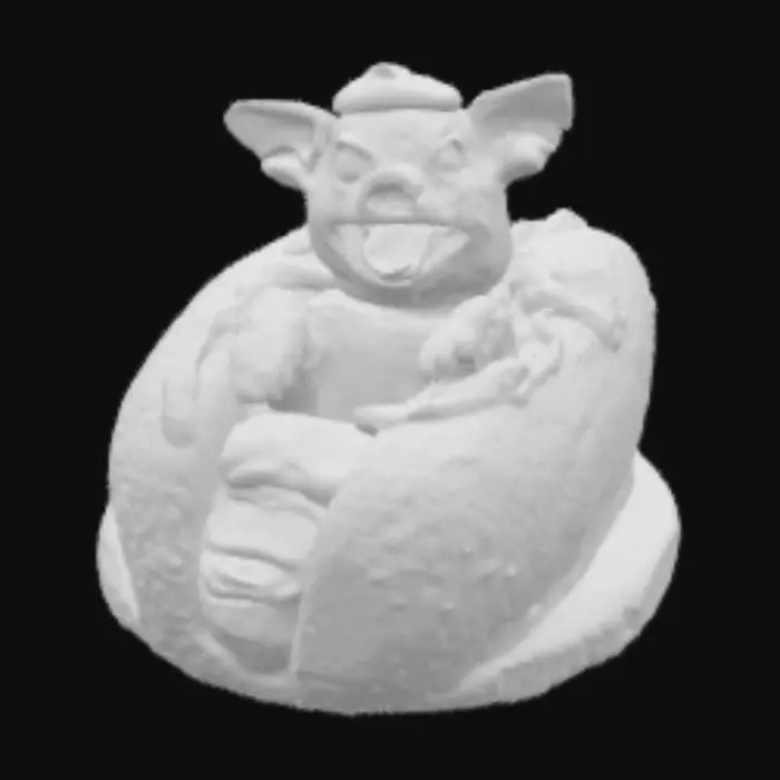 3D model for Stwórz komiczną scene 3d która przedstawia psa leżącego w środku bułki hotdogowej, oblany keczupem. 