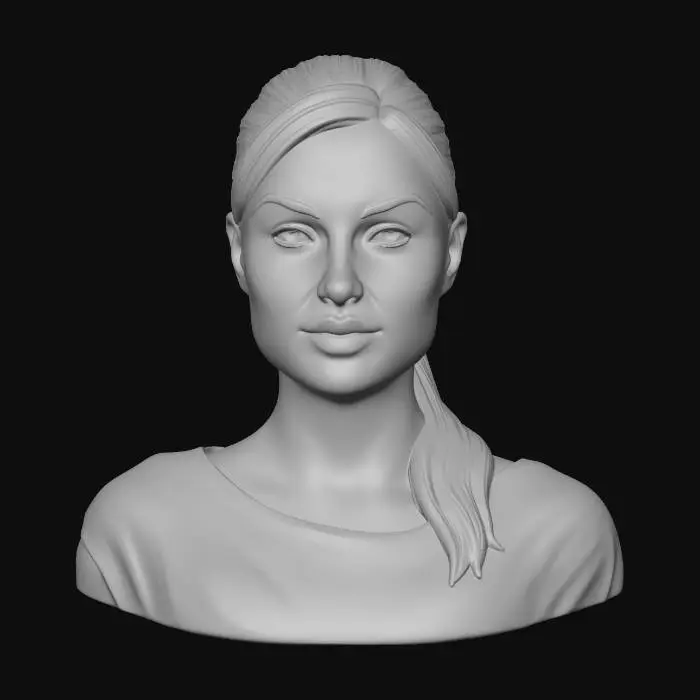 3D model for Portrait on Blue Background