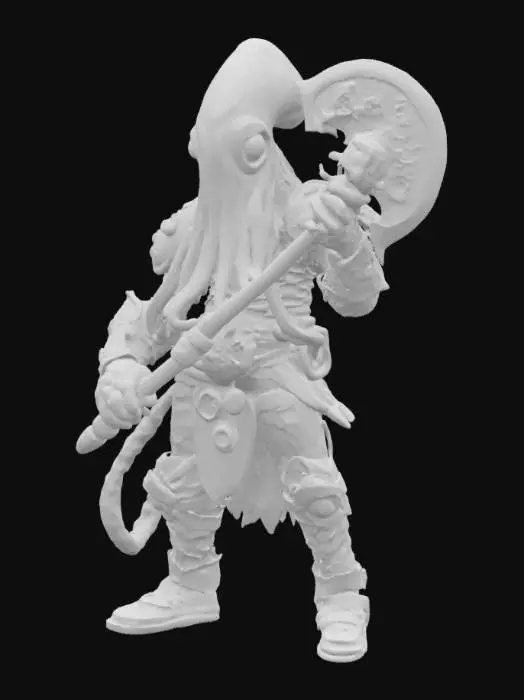 3D model for squid man warrior with big battle axe 

 