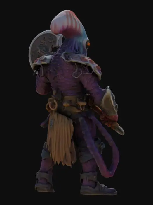 3D model for squid man warrior with big battle axe 

 