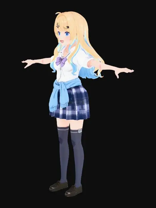 3D model for Cheerful Schoolgirl Character