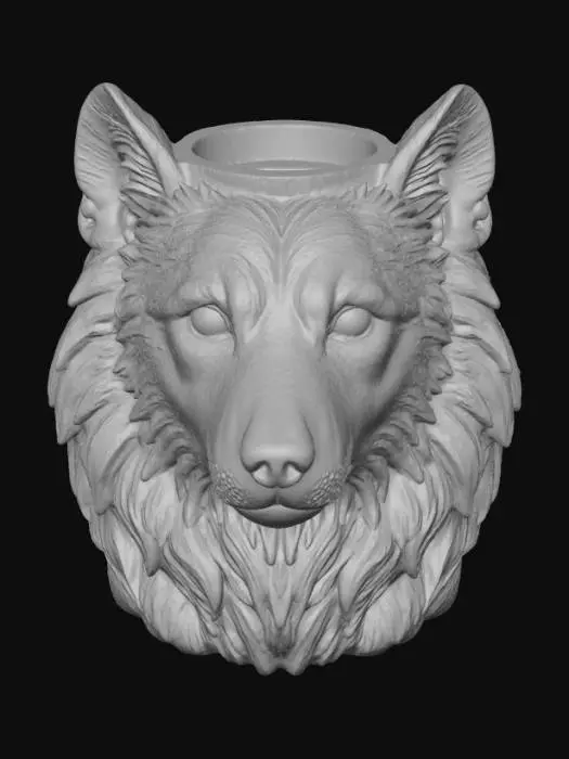 3D model for Wolf Stone Sculpture Planter