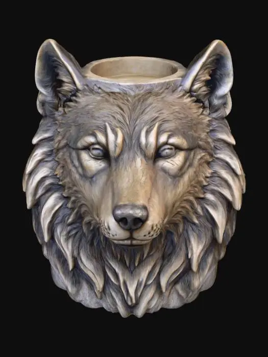 3D model for Wolf Stone Sculpture Planter