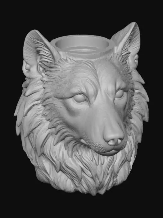 3D model for Wolf Stone Sculpture Planter