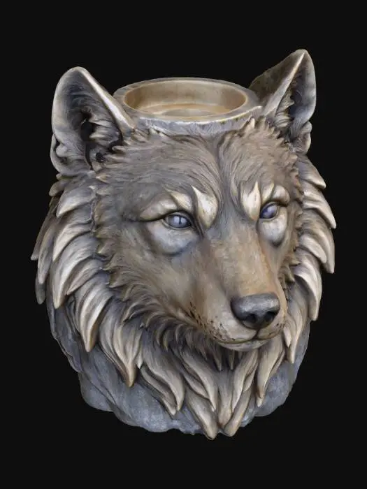 3D model for Wolf Stone Sculpture Planter