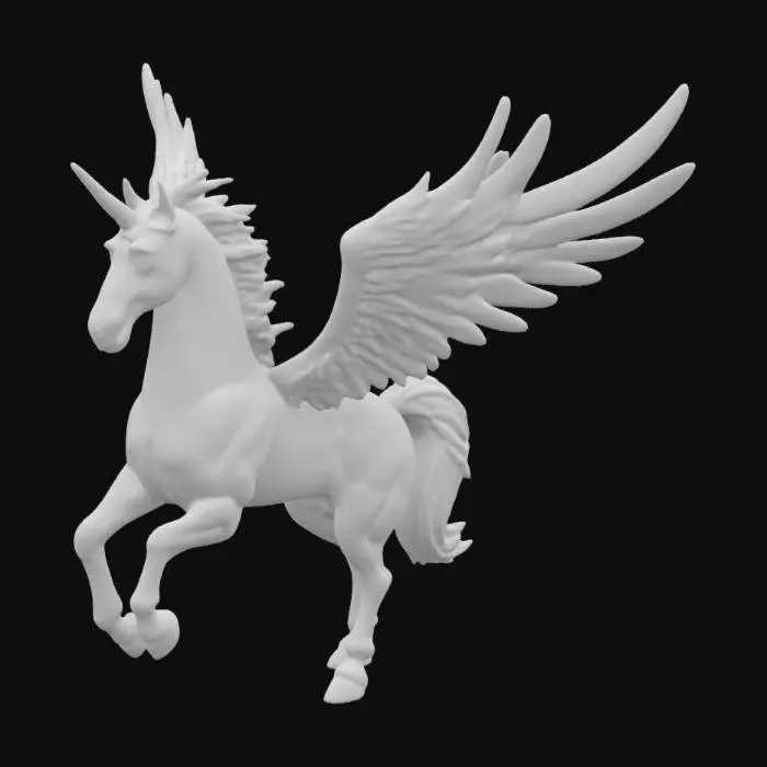 3D model for advanced detail and hyper quality advanced realism texturing of a majestic beautifully detailed Pegasus with Mandela design incorporated with beautiful wings figurine high attention to the beautifully feathered wings and muscle tones and details to the face highest quality.