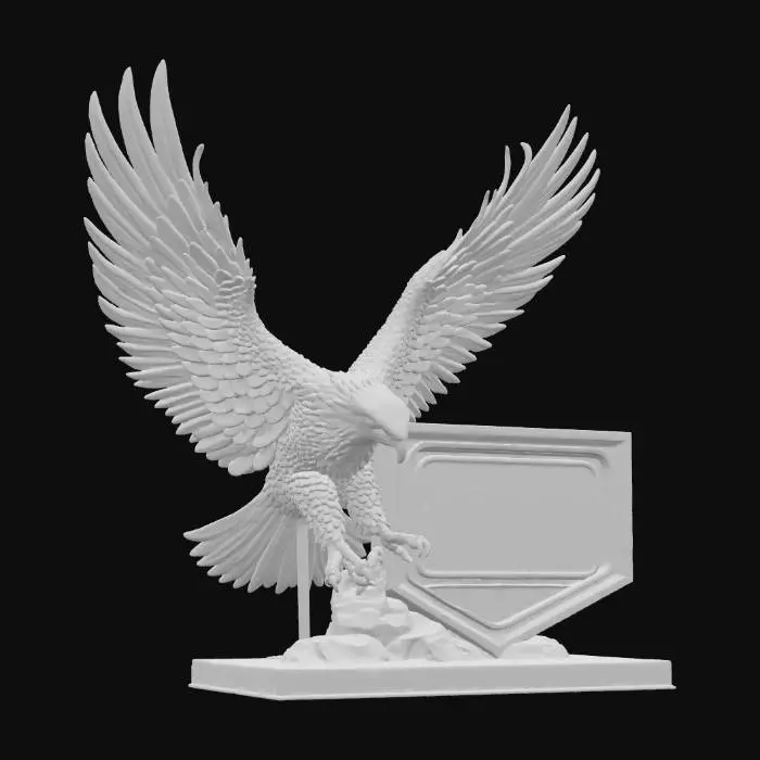 3D model for Eagle and Flag Statue customizable text plak.
