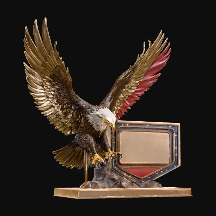 3D model for Eagle and Flag Statue customizable text plak.