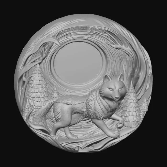 3D model for Moonlit Wolf Sculpture
