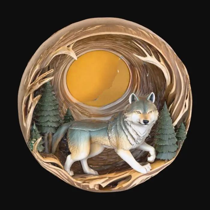 3D model for Moonlit Wolf Sculpture