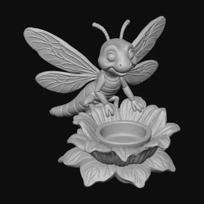 3D model for Whimsical dragonfly tea light keeper
