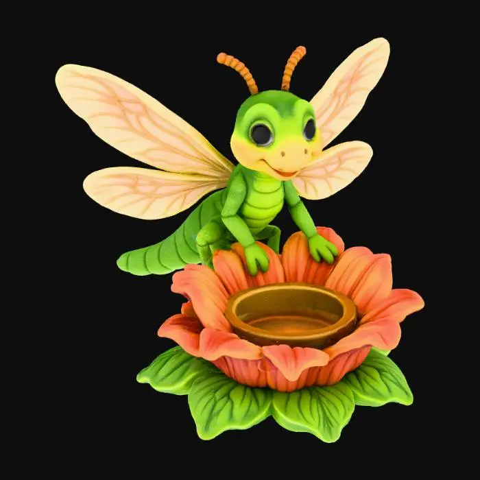 3D model for Whimsical dragonfly tea light keeper